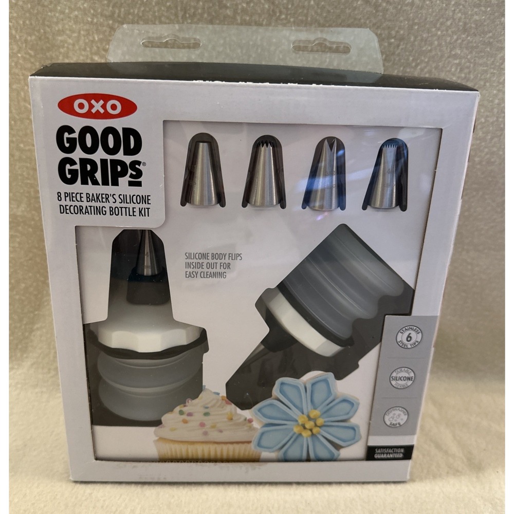 OXO Good Grips 8 Piece Baker's Silicone Decorating Icing Bottle Kit NEW Sealed